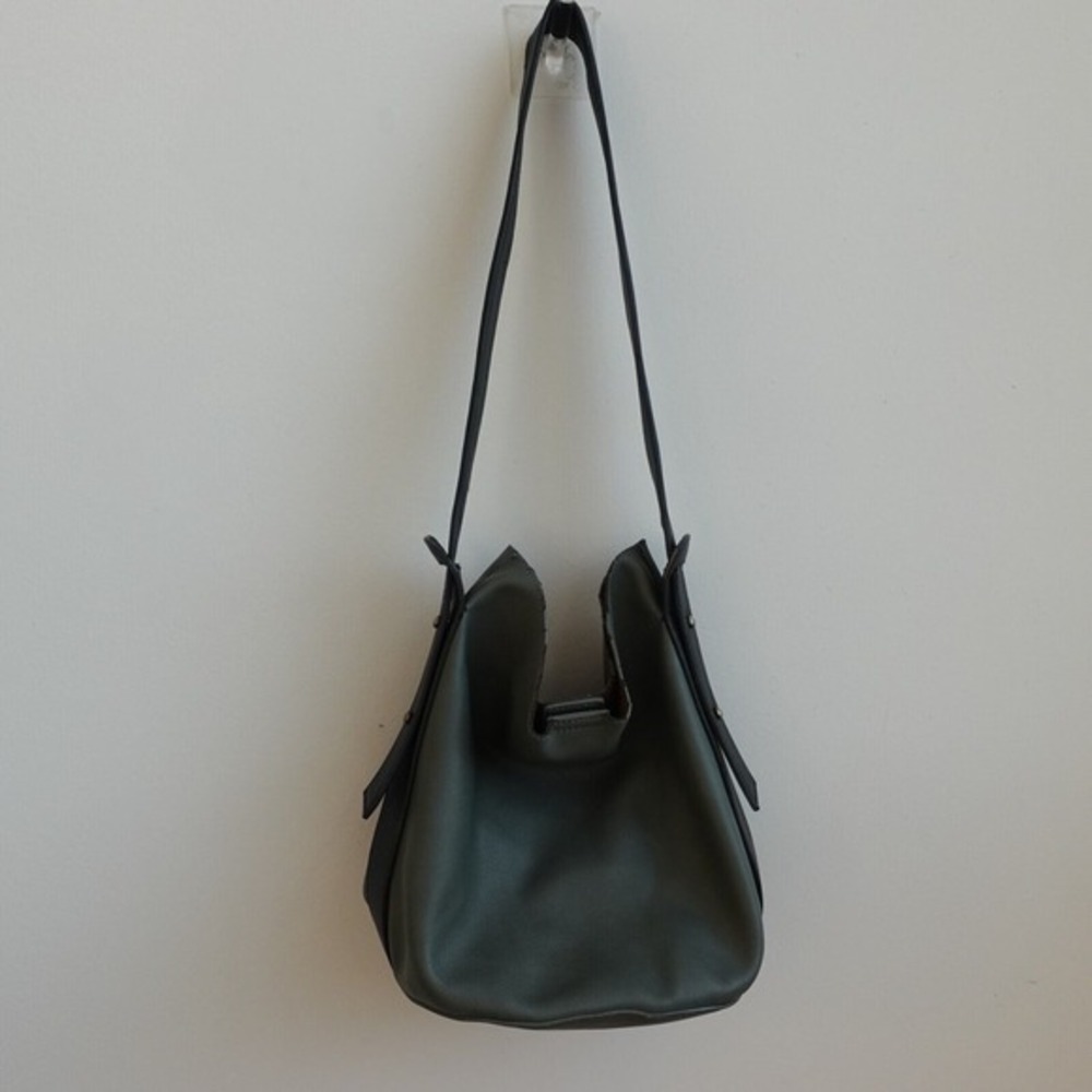 90s Minimalist Anthropologie Black Leather Slouchy Shoulder Bag Quiet Luxury‎ M